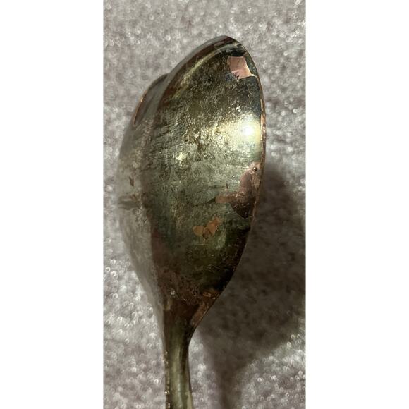 Vtg E.P. Zinc Italy Serving Spoon Fork Salad Set Twisted Handles 9.5” Unaltered - Picture 5 of 8